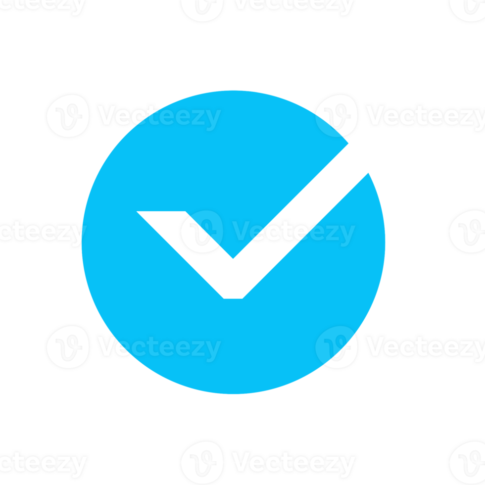 Blue check mark icon with simple and modern design png