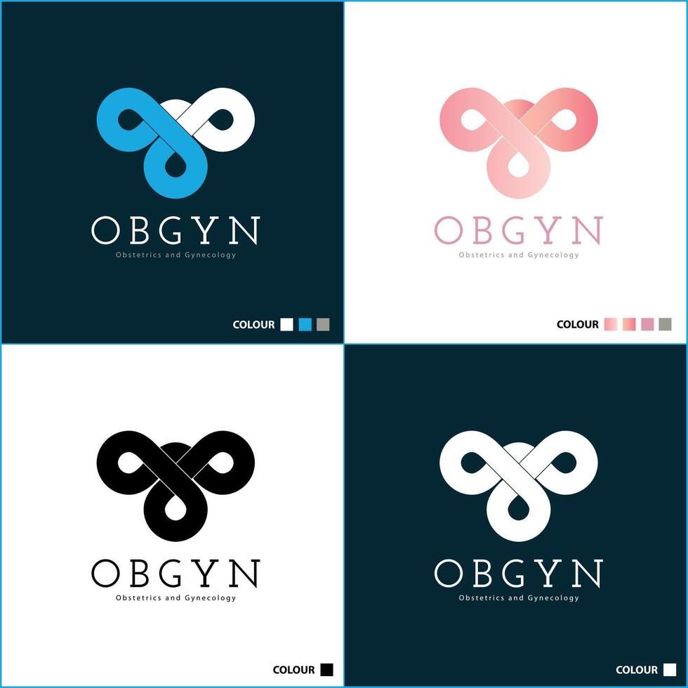 OBGYN obstetrics and gynecology clinic modern logo set template design vector