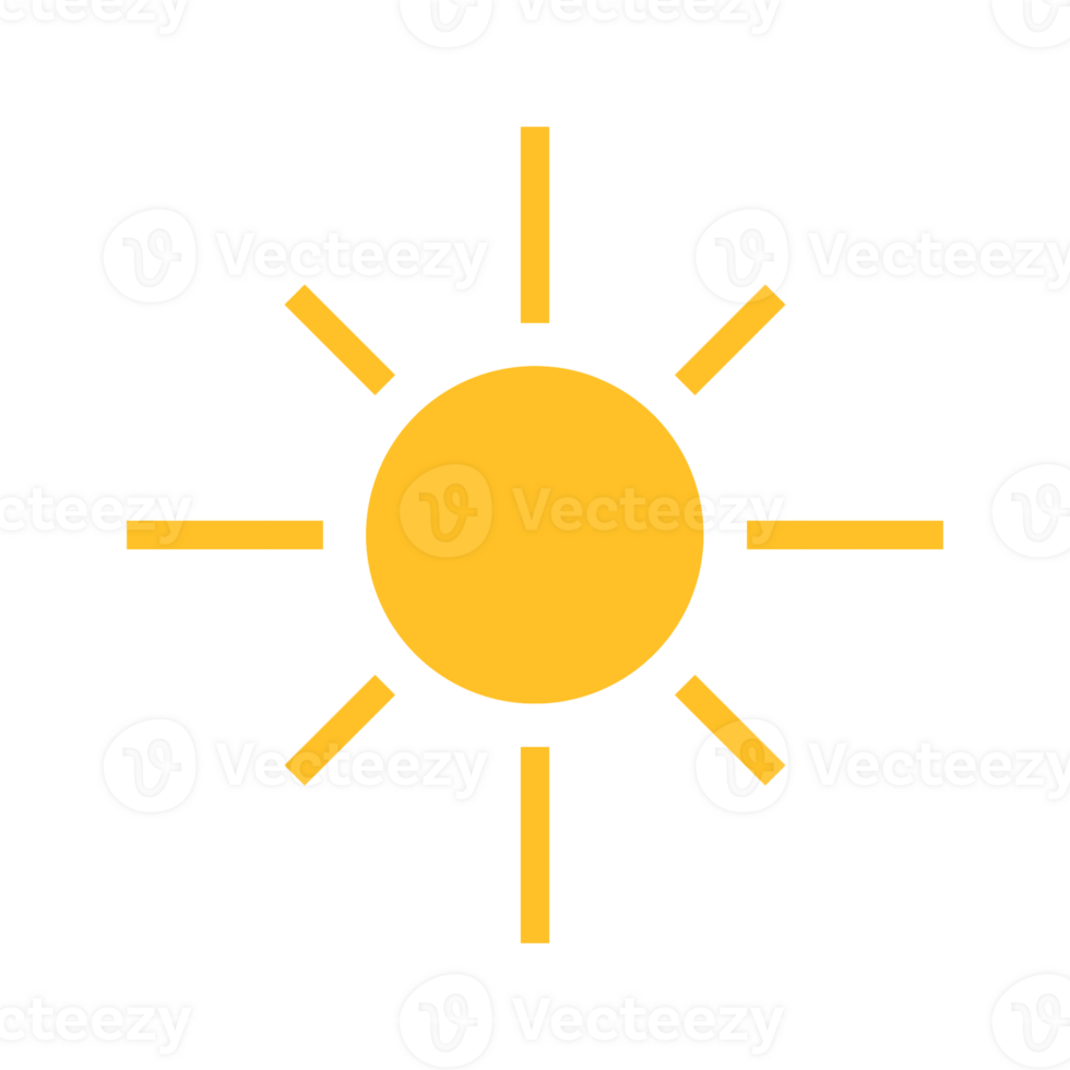 Sun icon with simple and modern design on transparent background png