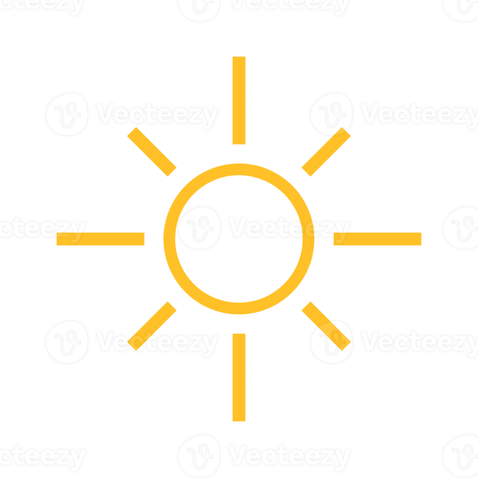 Sun icon with simple and modern design on transparent background png