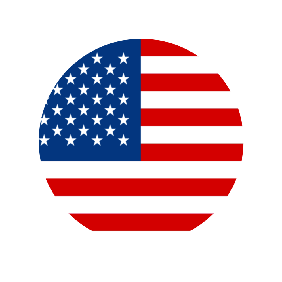 American flag round button with simple and modern design. Country round flag png