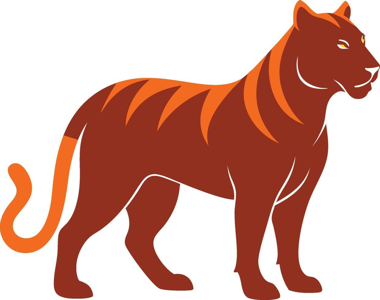 Orange Tiger Silhouette Illustration Art vector