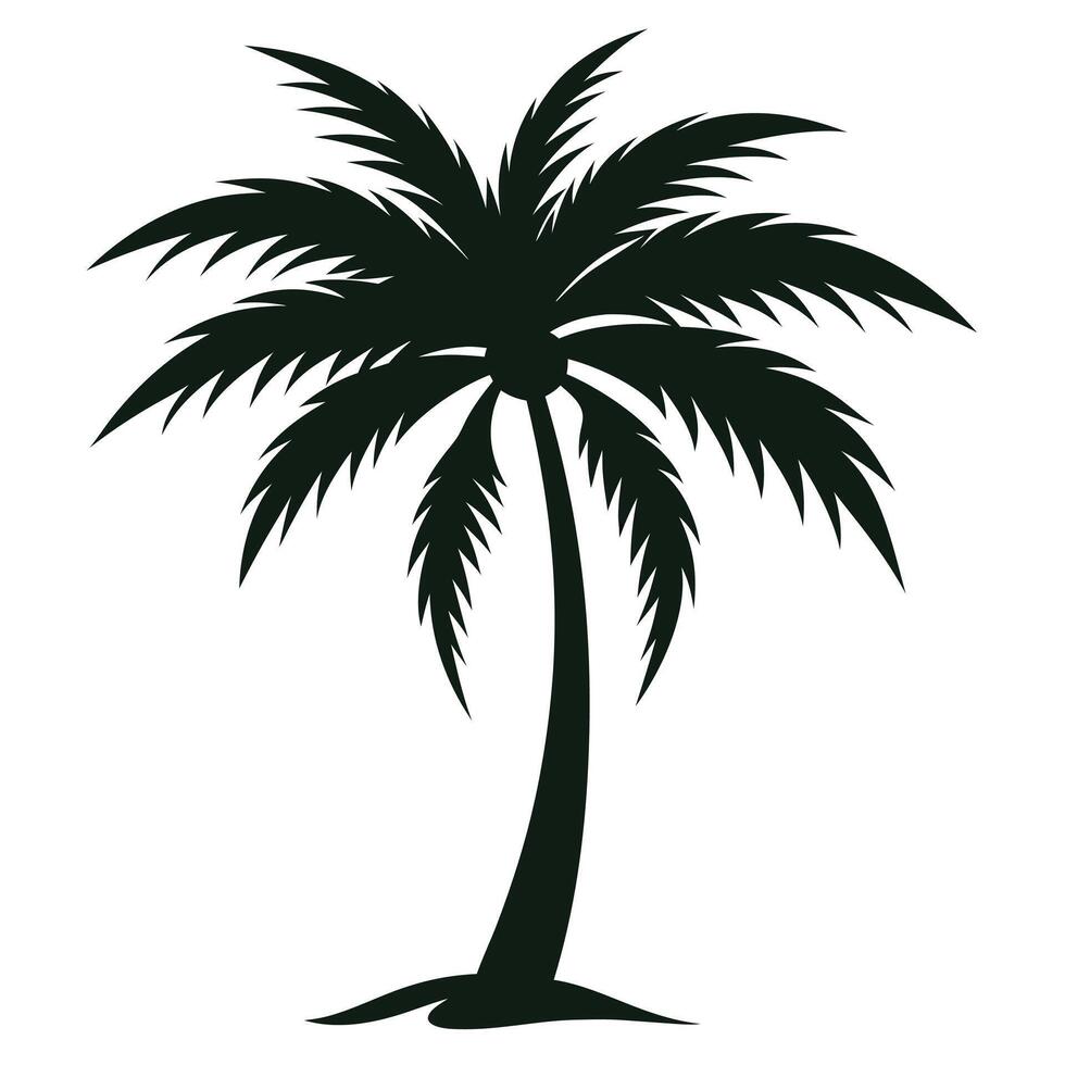 Tropical Palm Tree Black Silhouette Art vector