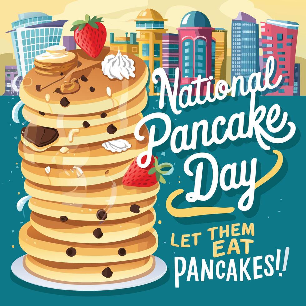 National Pancake Day Typography Illustration Art vector