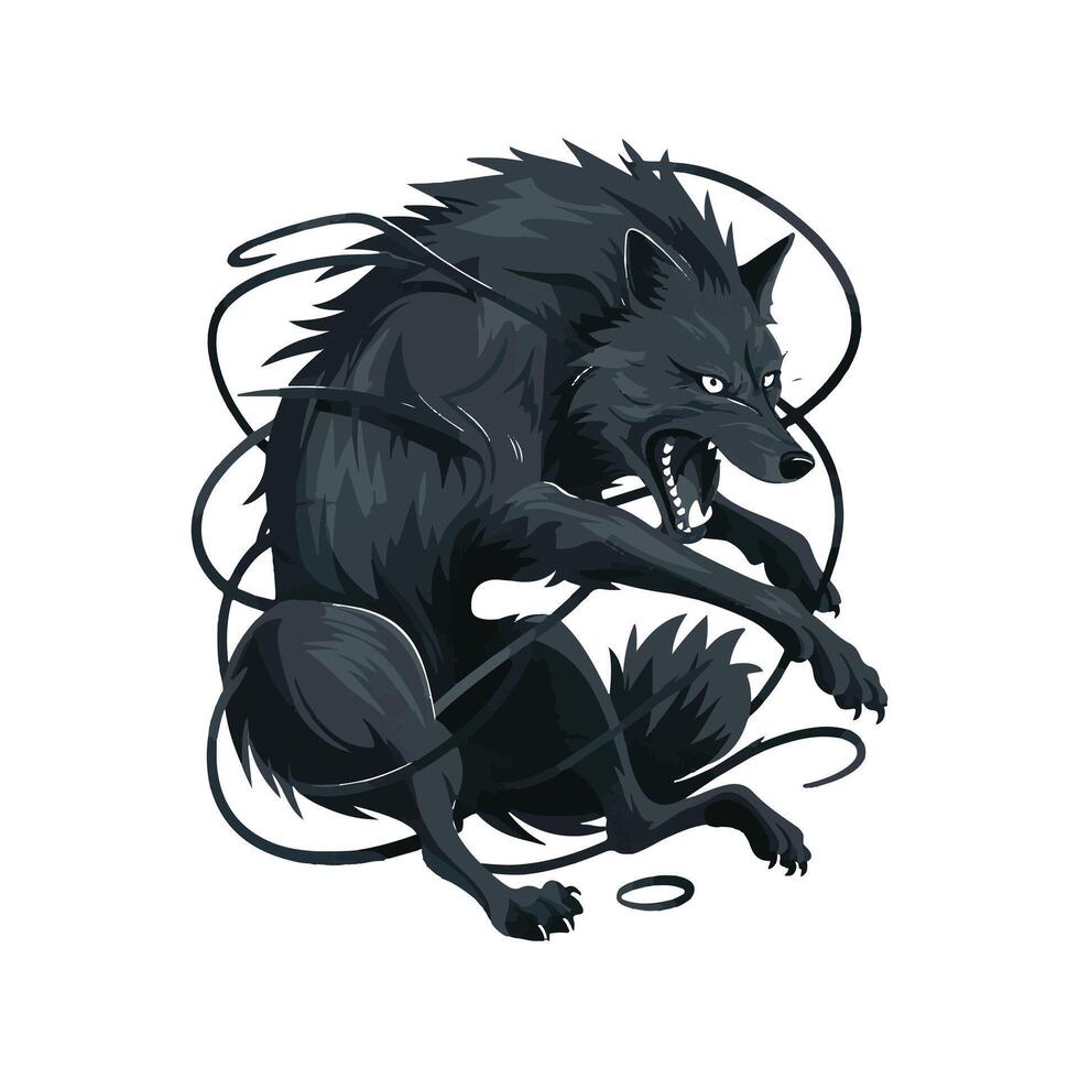 Black Wolf Illustration Art vector