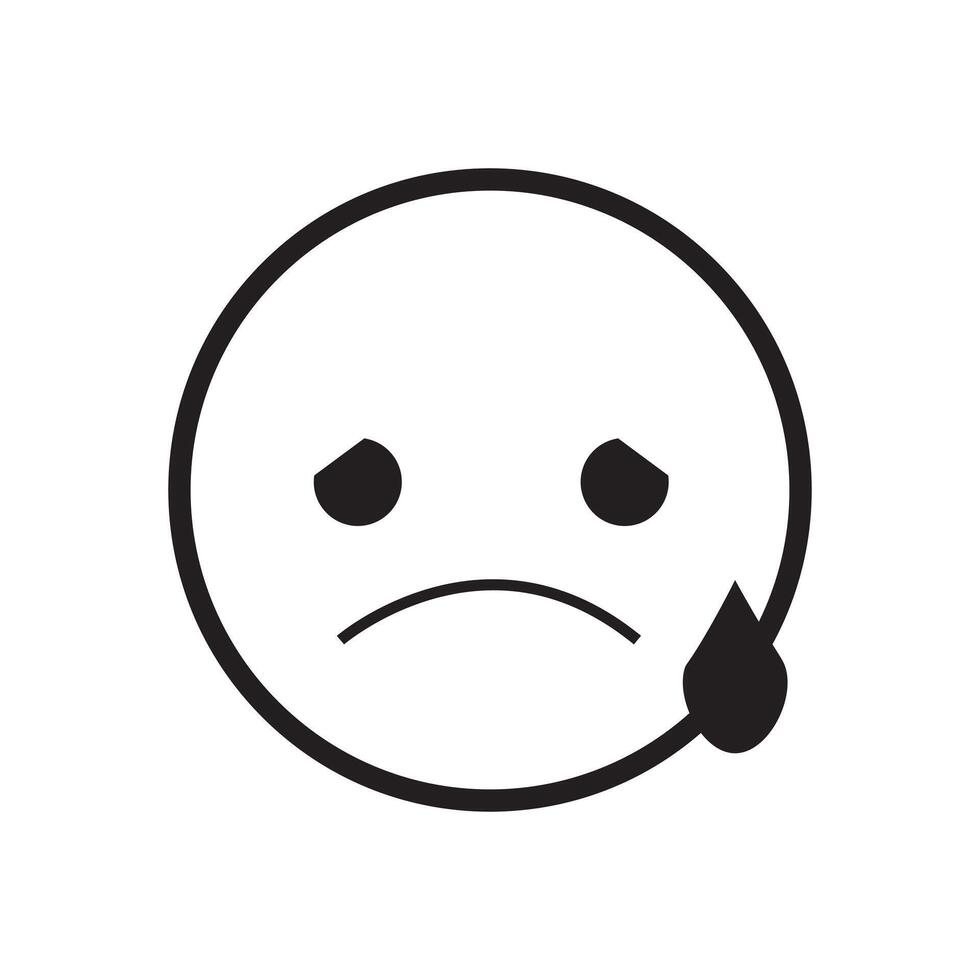 funny sad cry with tear emoji for social media. illustration of yellow color fun unhappy emoticon with tear vector