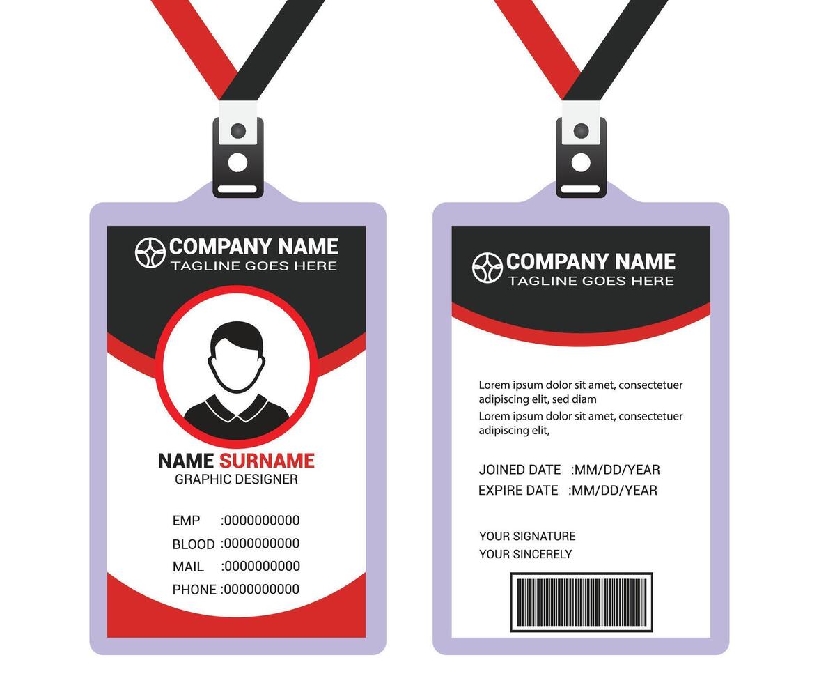 professional corporate id card template, clean id card design with realistic mockup, Professional Identity Card Template for Employee and Others, vector