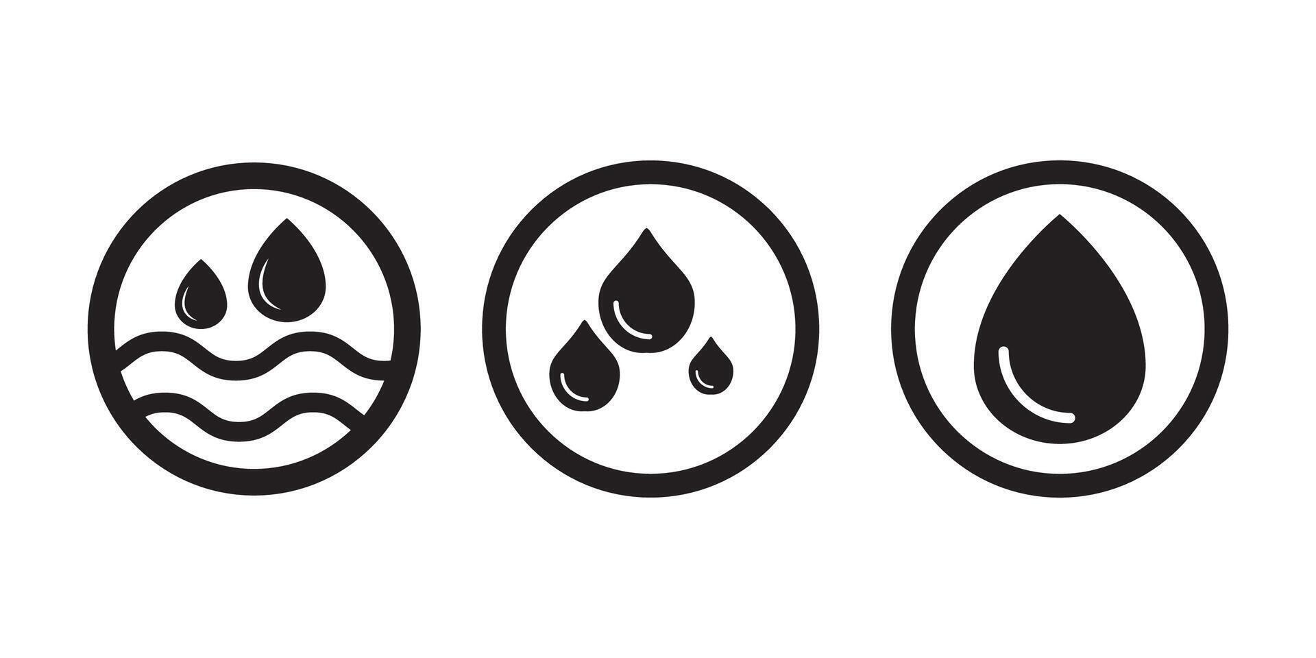 Water drop icon set. Flat droplet logo shapes collection with liquid drop symbol illustration. vector