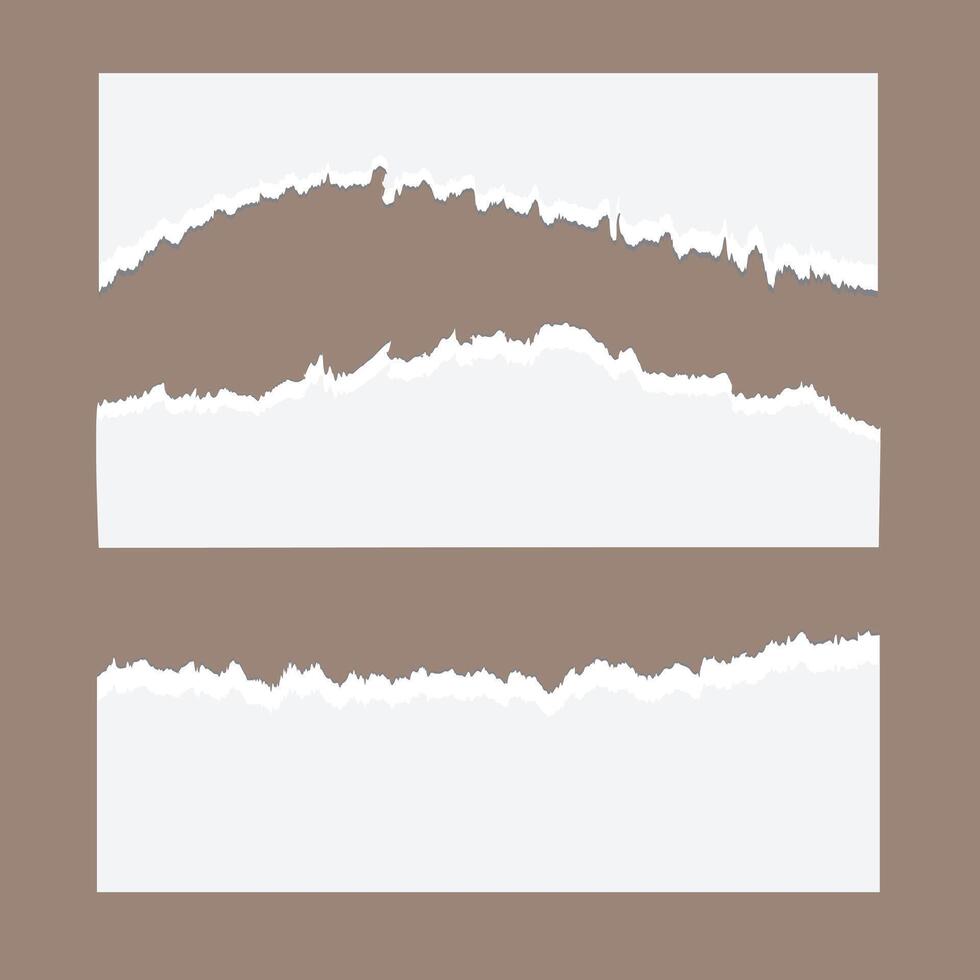 White ripped paper strips collection. Realistic paper scraps with torn edges. Sticky notes, shreds of notebook pages. vector
