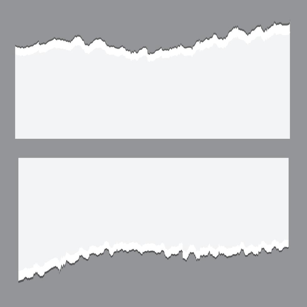 White ripped paper strips collection. Realistic paper scraps with torn edges. Sticky notes, shreds of notebook pages. vector