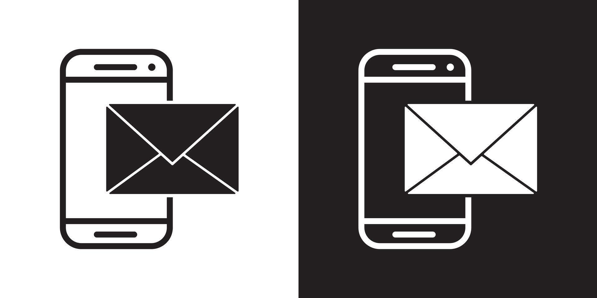 mobile mail letter icon set, Mobile phone message notification icon. vector