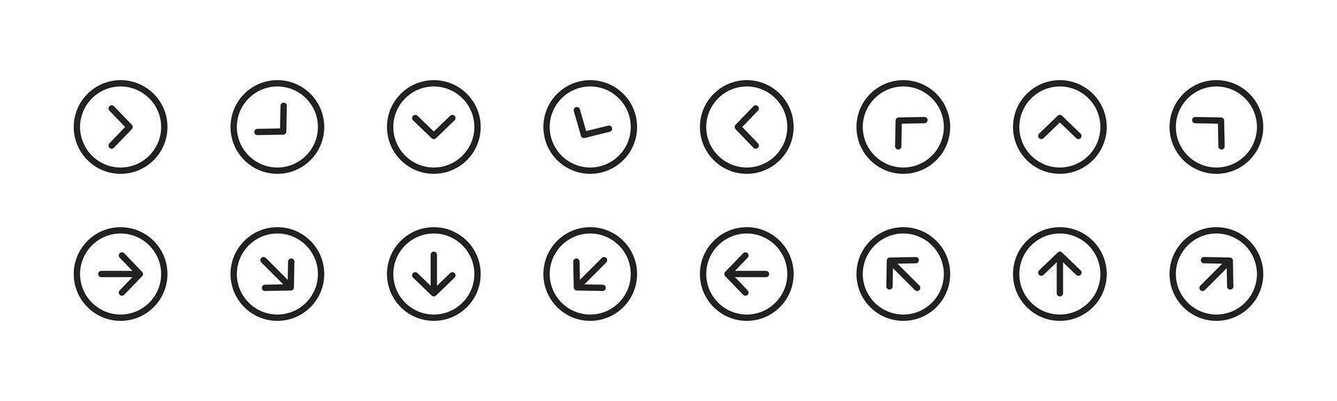 flecha icono conjunto en línea estilo, flecha sencillo negro símbolo firmar para aplicaciones, ui, y sitio web, controlar botón, navegación flecha, vector