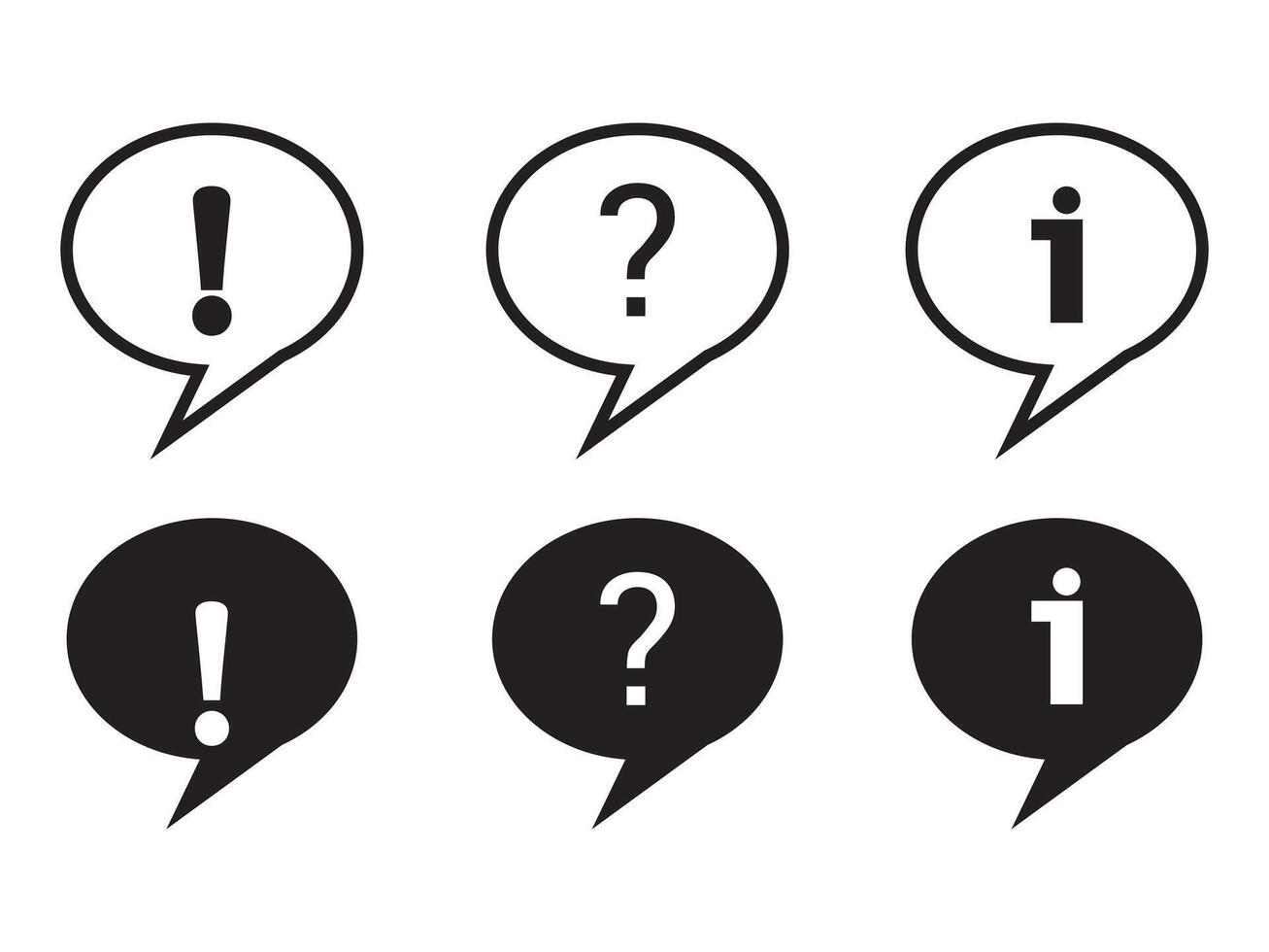 Question, exclamation and information mark with speech bubble icon in line style. mark simple black style symbol sign for apps and website illustration eps 10 vector