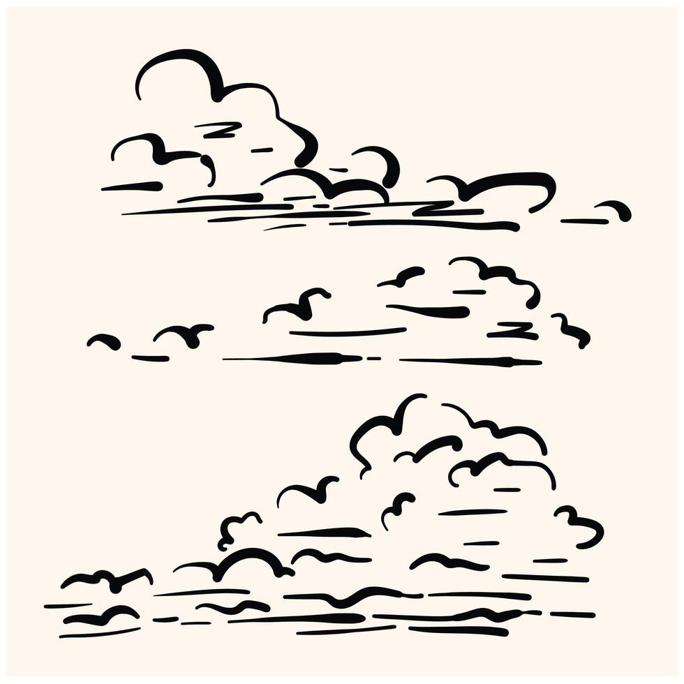 Doodle wind moving lines With illustration style doodle and line art vector