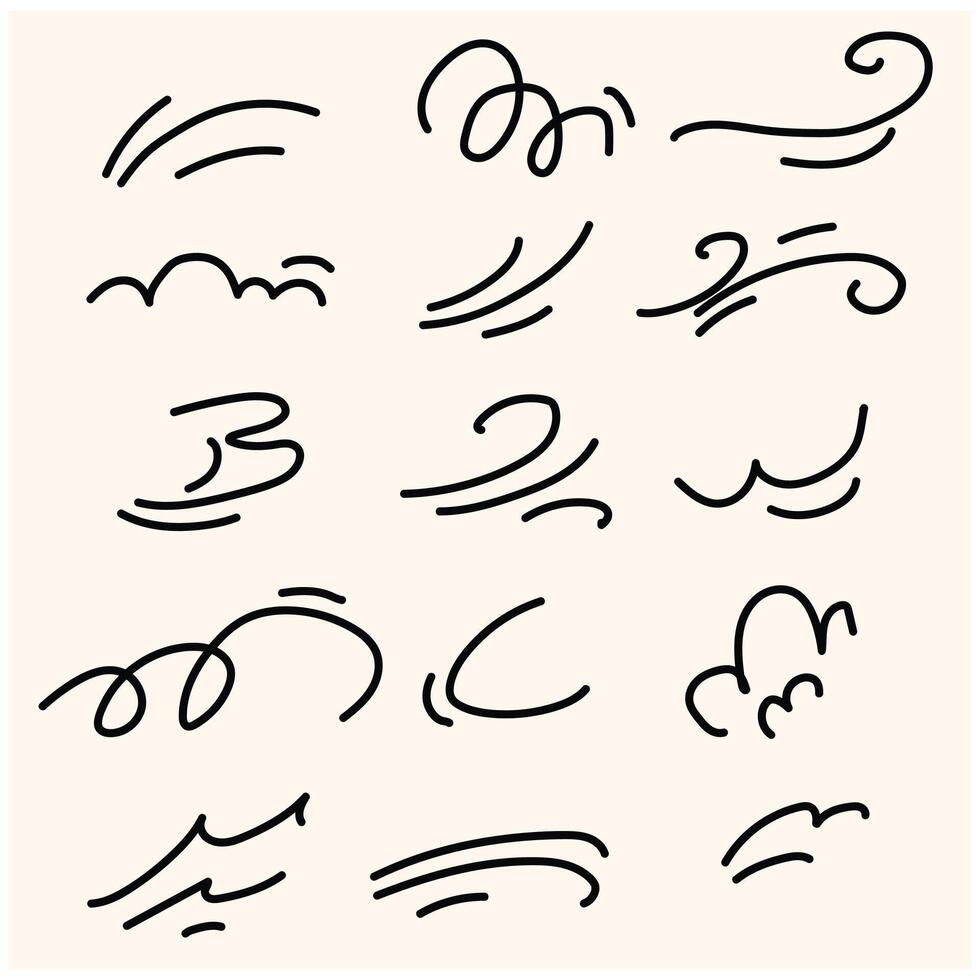 Doodle wind moving lines With illustration style doodle and line art vector