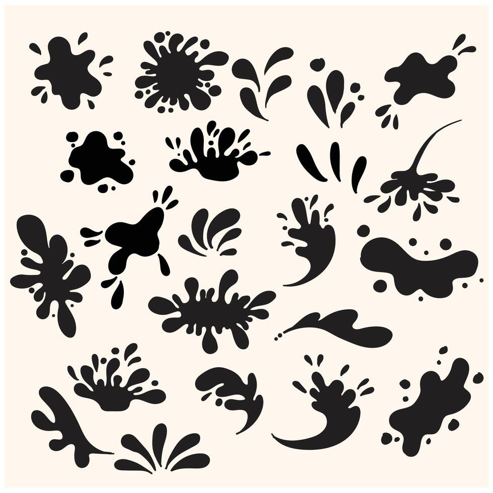 Water drops and splash silhouette collection With illustration style doodle and line art vector