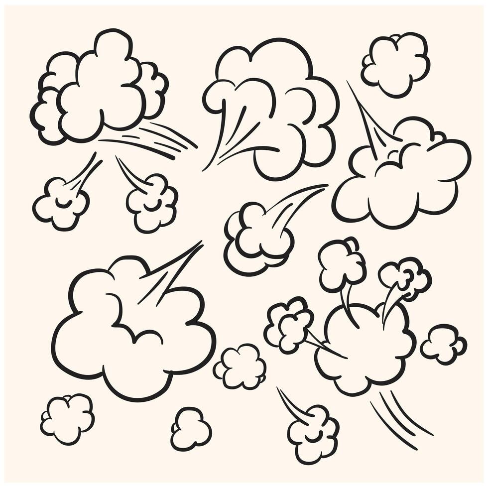 Smelling pop art comic book cartoon fart cloud flat With illustration style doodle and line art vector