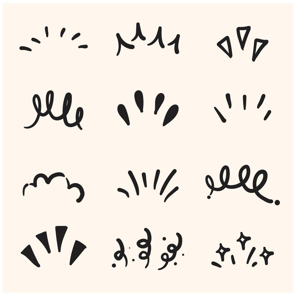 Cute Doodle pen line elements With illustration style doodle and line art vector
