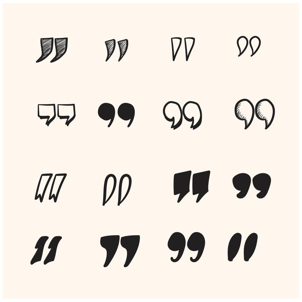 doodle quotation mark With illustration style doodle and line art vector