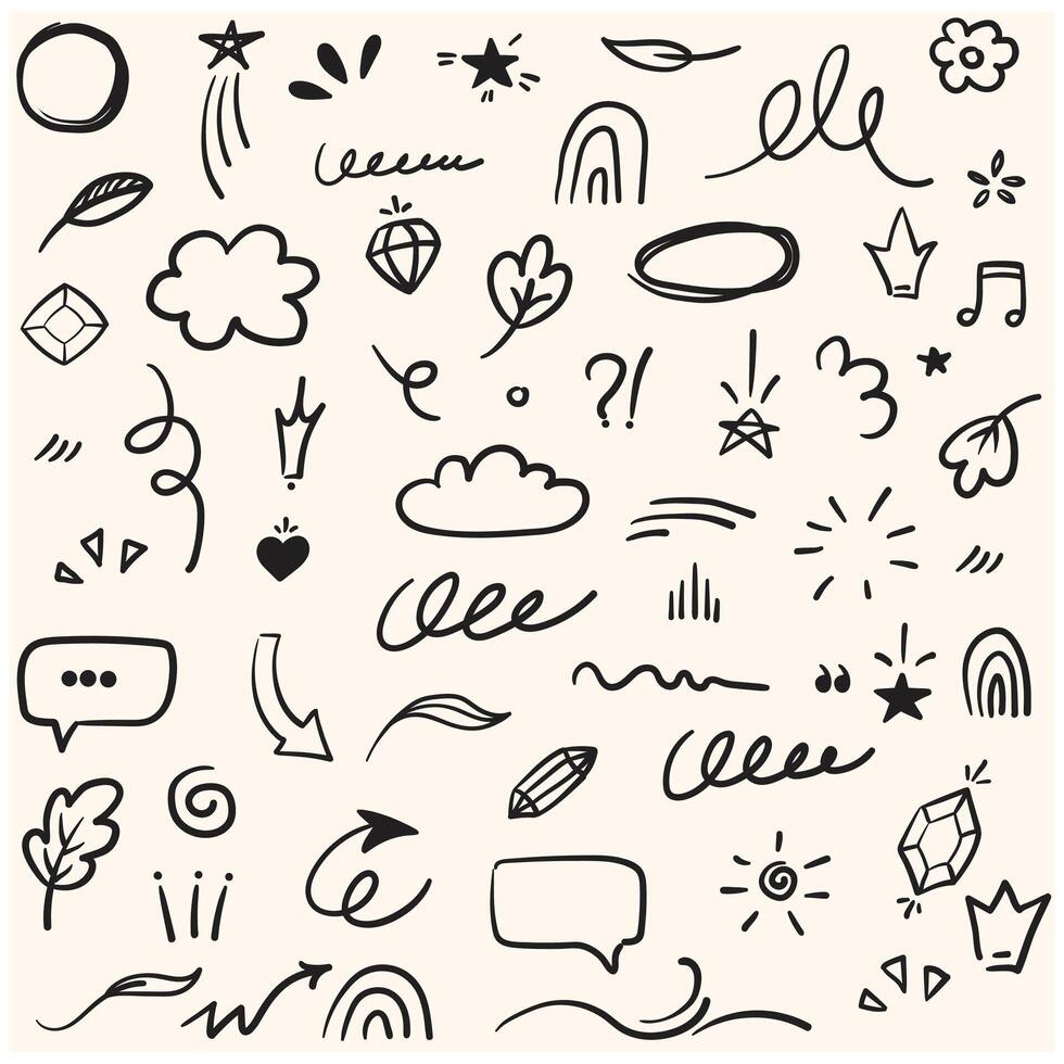 Cute Doodle pen line elements With illustration style doodle and line art vector