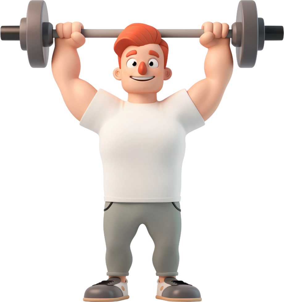 cartoon man lifting weights png