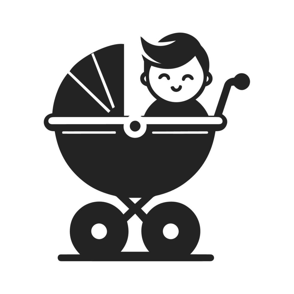 Sharp Baby Carriage Silhouette Illustration, Crisp Lines vector