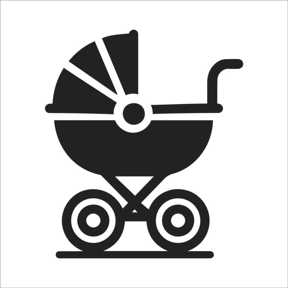 Basic Baby Carriage Silhouette in Flat Style vector