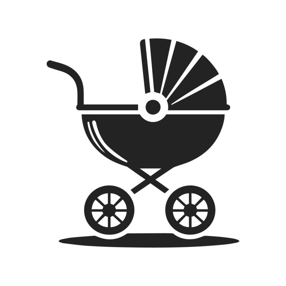 Neat and Simple Baby Carriage Silhouette Illustration vector