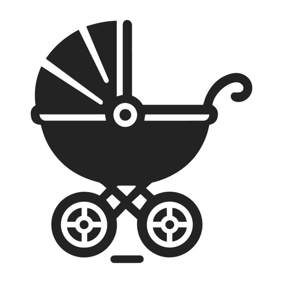 Timeless Black and White Stroller Icon, Minimalist Design vector