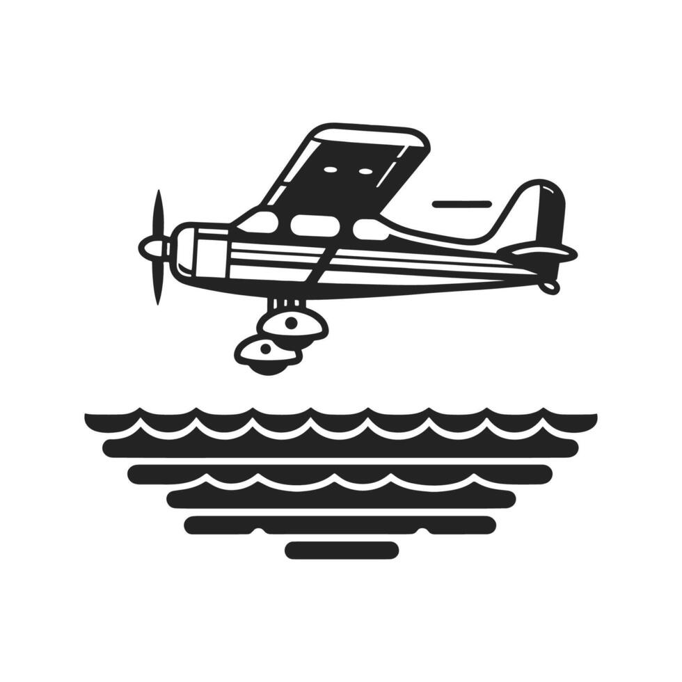 Flat Style Seaplane Silhouette vector
