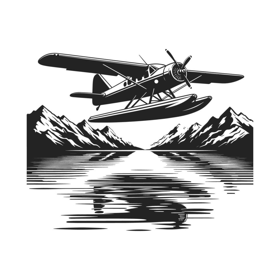 Black and White Waterplane Clip Art vector