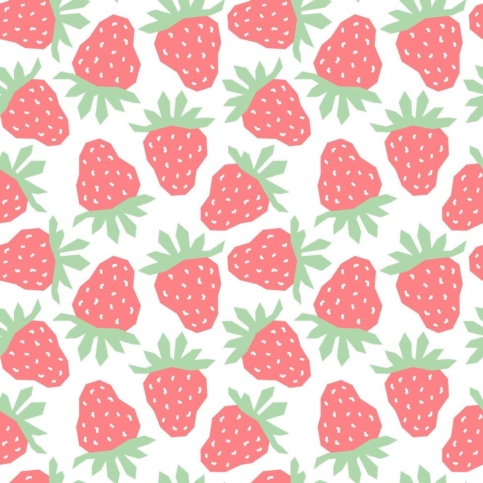 Strawberry cartoon seamless pattern isolated on white background. Strawberry geometric print for fabric, paper, design vector