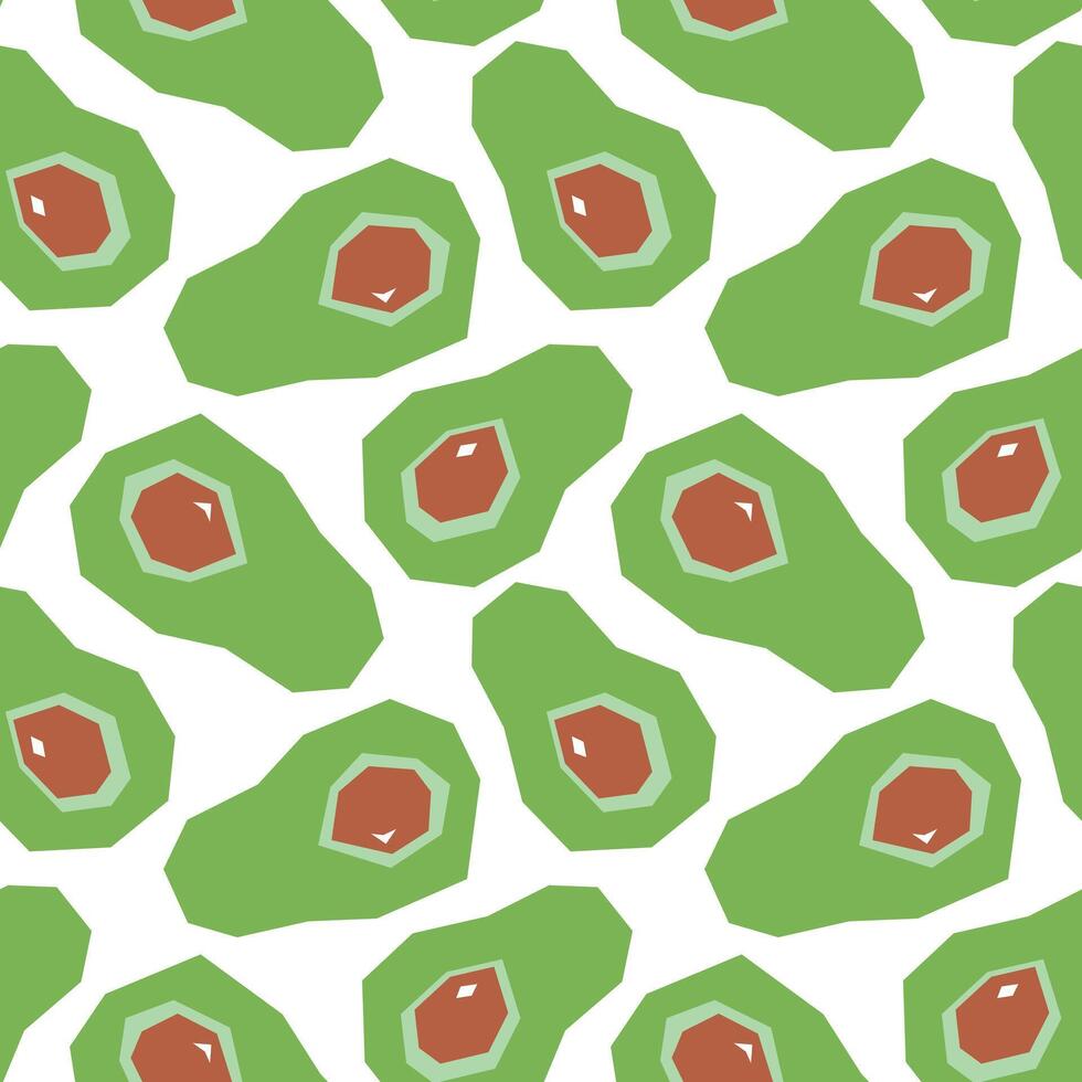 Avocado cartoon seamless pattern. Tropical fruits background isolated on white. Avocado slice geometric print for fabric, paper, design. vector