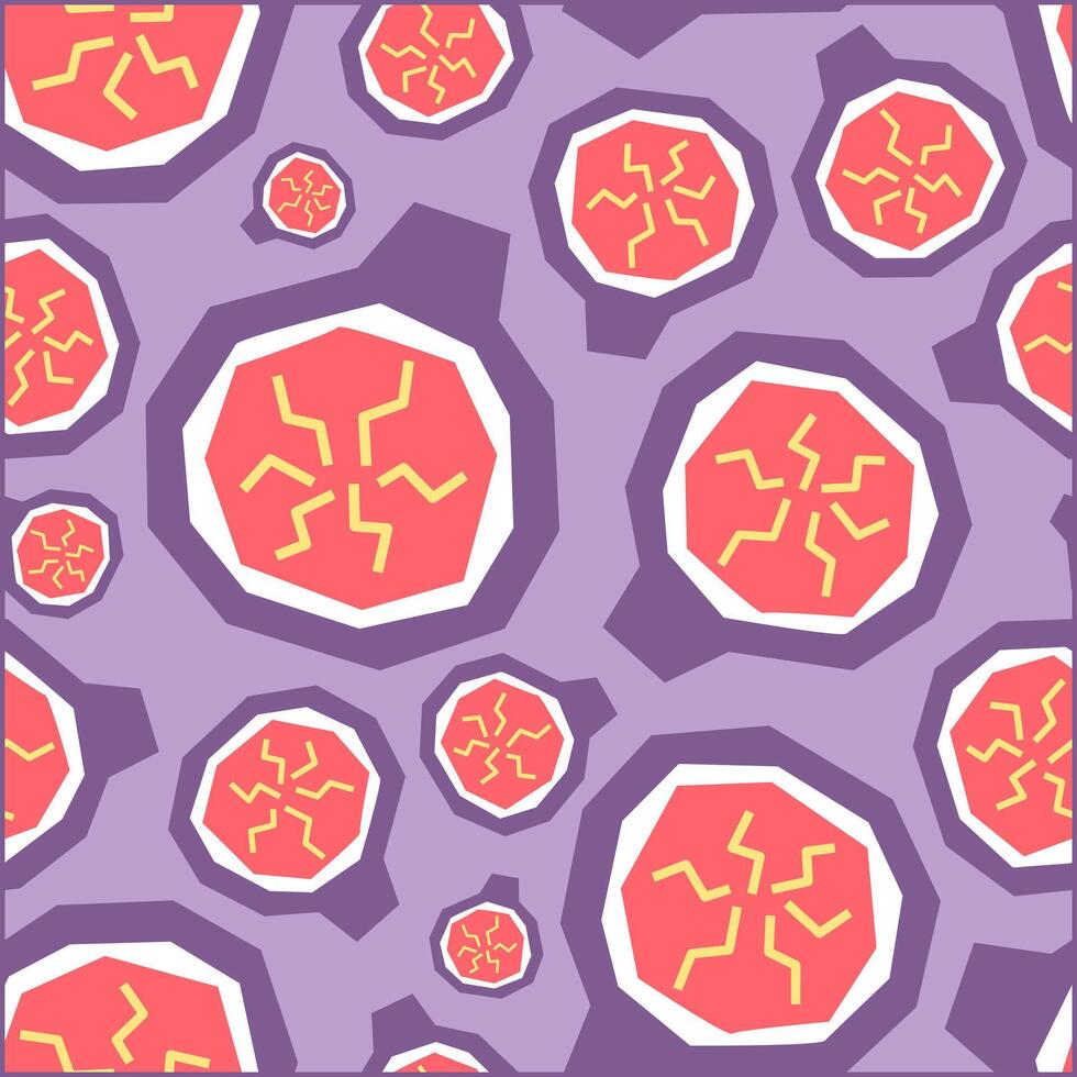 Figs cartoon seamless pattern on purple background. Figs slice geometric print for fabric, paper, design. vector