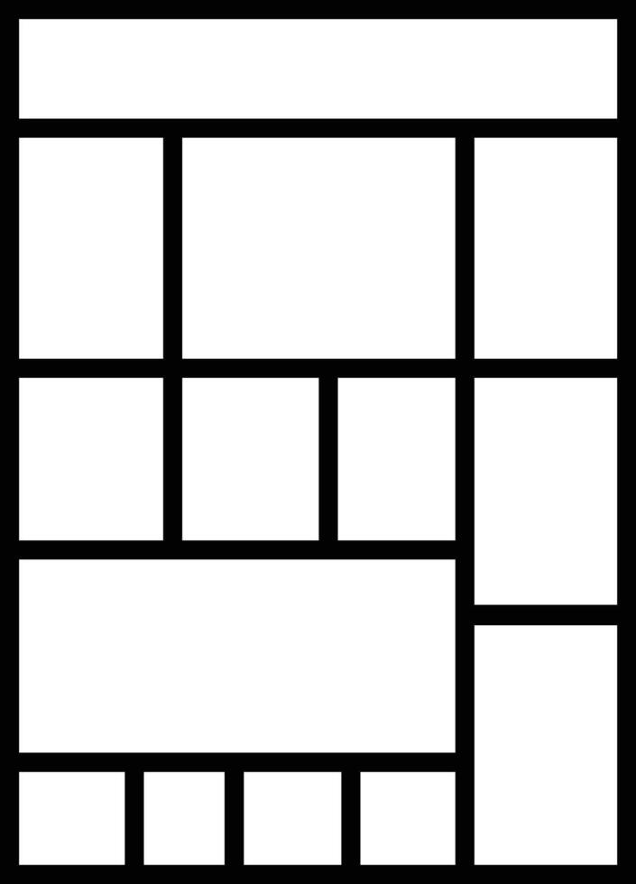 Mockup collage for photo or presentation compositions with template frame minimalist icon in line. Mood Board grid for apps or web. Photo album page isolated on vector