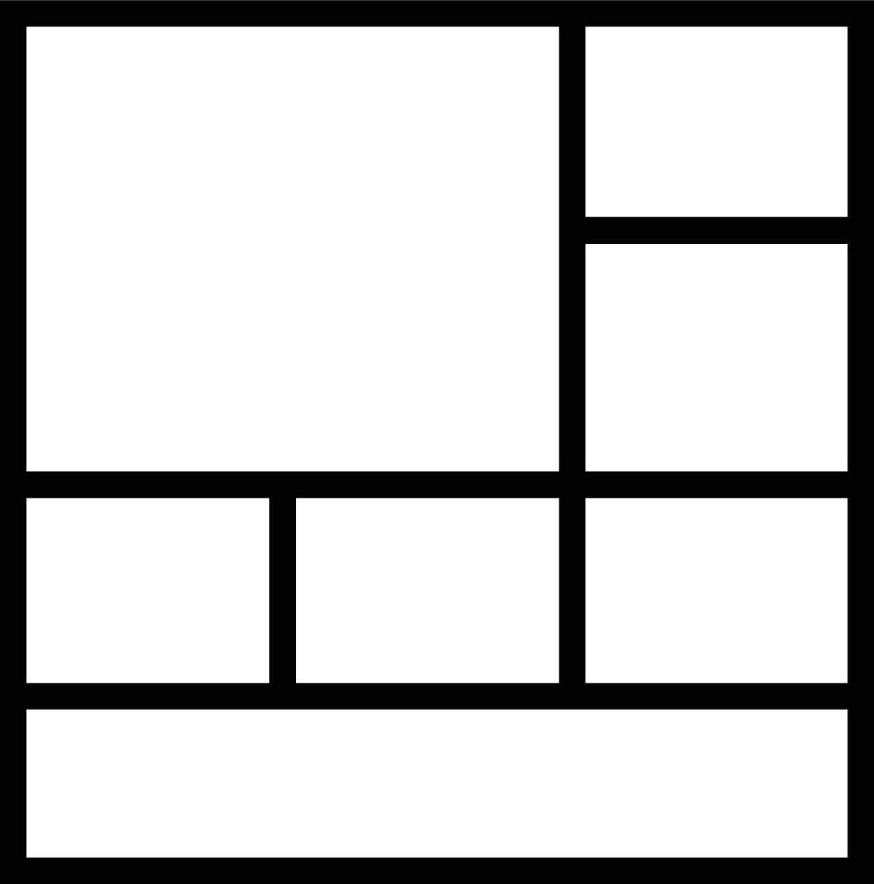 Mockup collage for photo or presentation compositions with template frame minimalist icon in line. Mood Board grid for apps or web. Photo album page isolated on vector