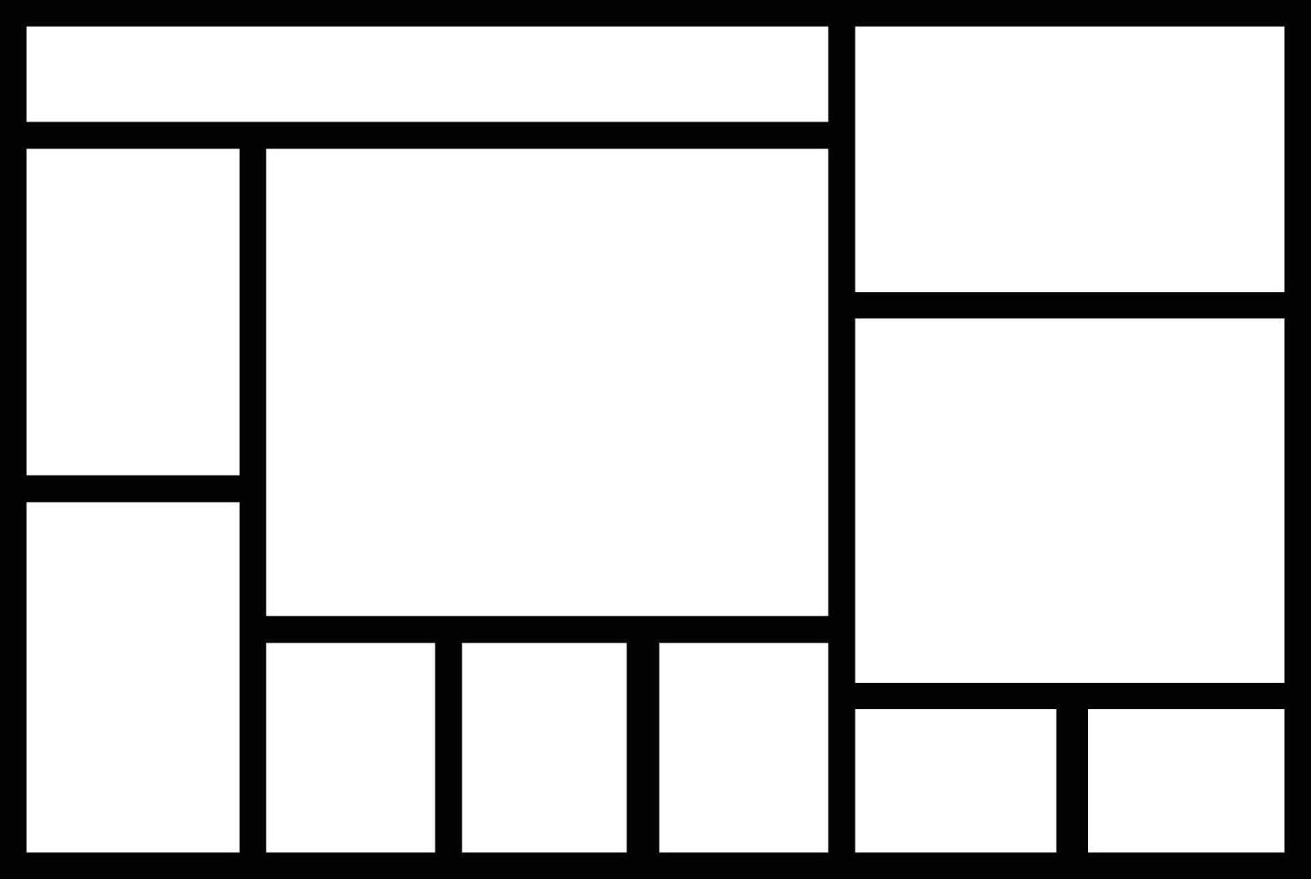 Mockup collage for photo or presentation compositions with template frame minimalist icon in line. Mood Board grid for apps or web. Photo album page isolated on vector