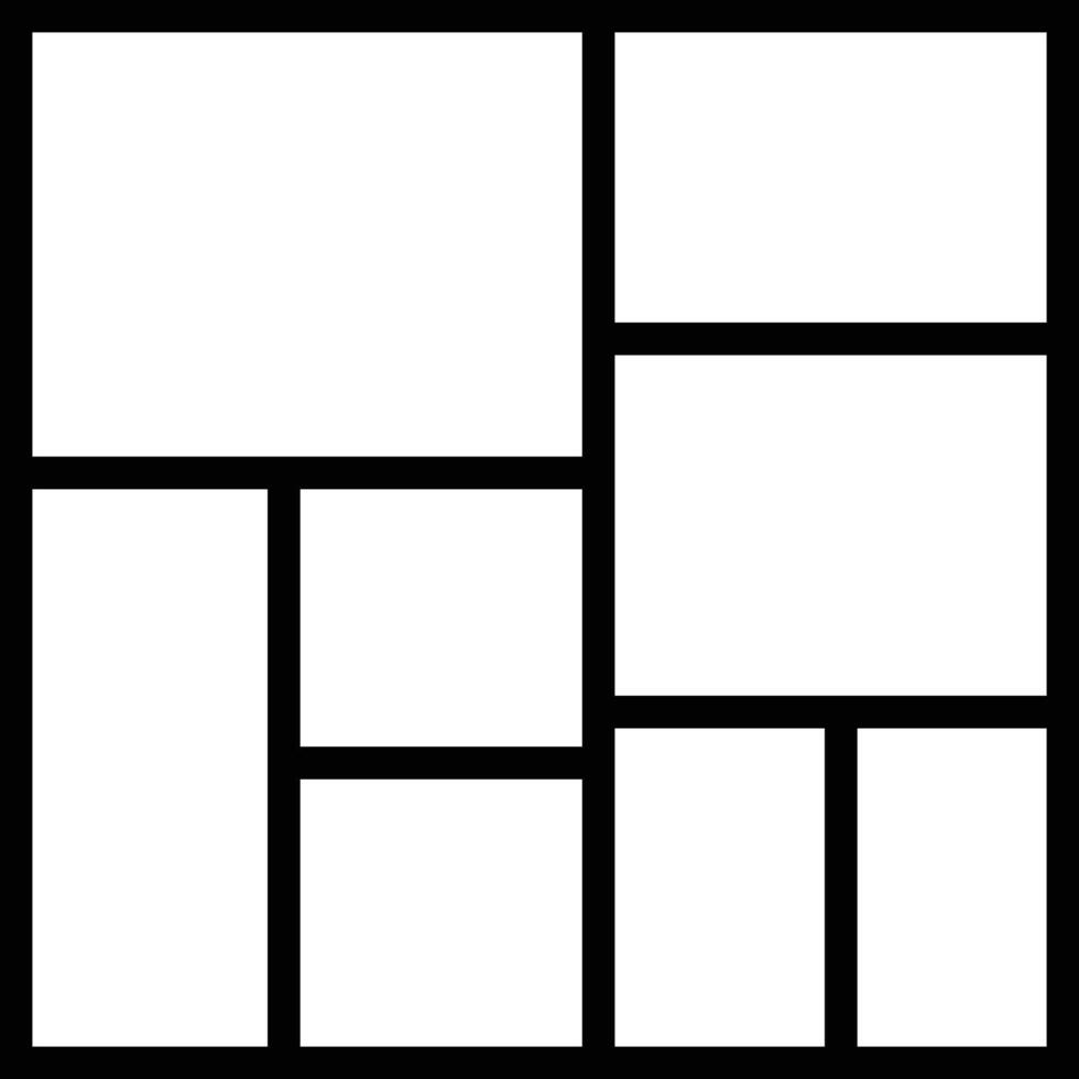 Mockup collage for photo or presentation compositions with template frame minimalist icon in line. Mood Board grid for apps or web. Photo album page isolated on vector