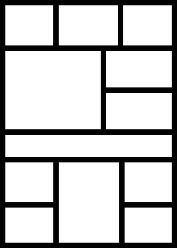 Mockup collage for photo or presentation compositions with template frame minimalist icon in line. Mood Board grid for apps or web. Photo album page isolated on vector