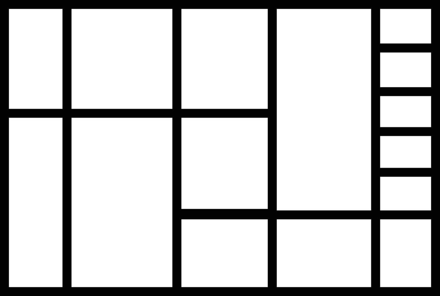 Mockup collage for photo or presentation compositions with template frame minimalist icon in line. Mood Board grid for apps or web. Photo album page isolated on vector