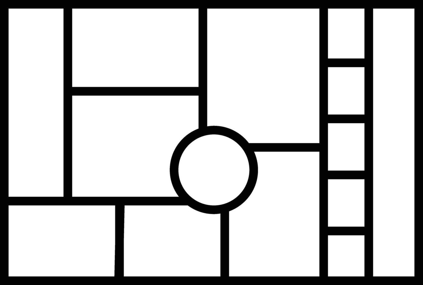 Mockup collage for photo or presentation compositions with template frame minimalist icon in line. Mood Board grid for apps or web. Photo album page isolated on vector