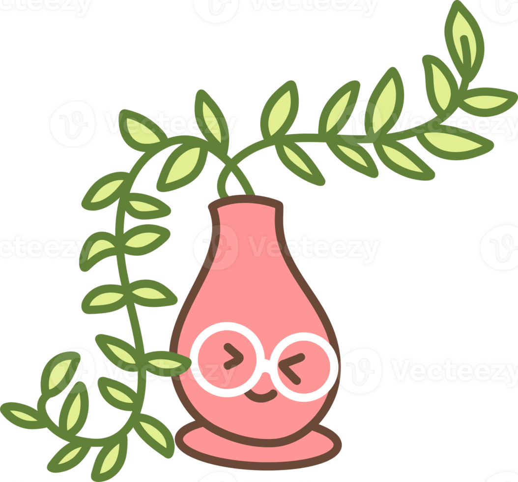 cute kawaii potted plant character illustration png