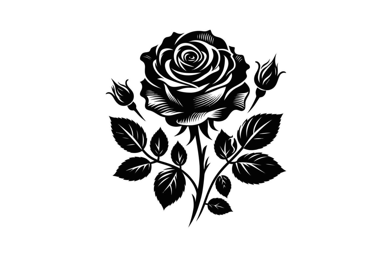 Rose silhouette Vectors art illustration