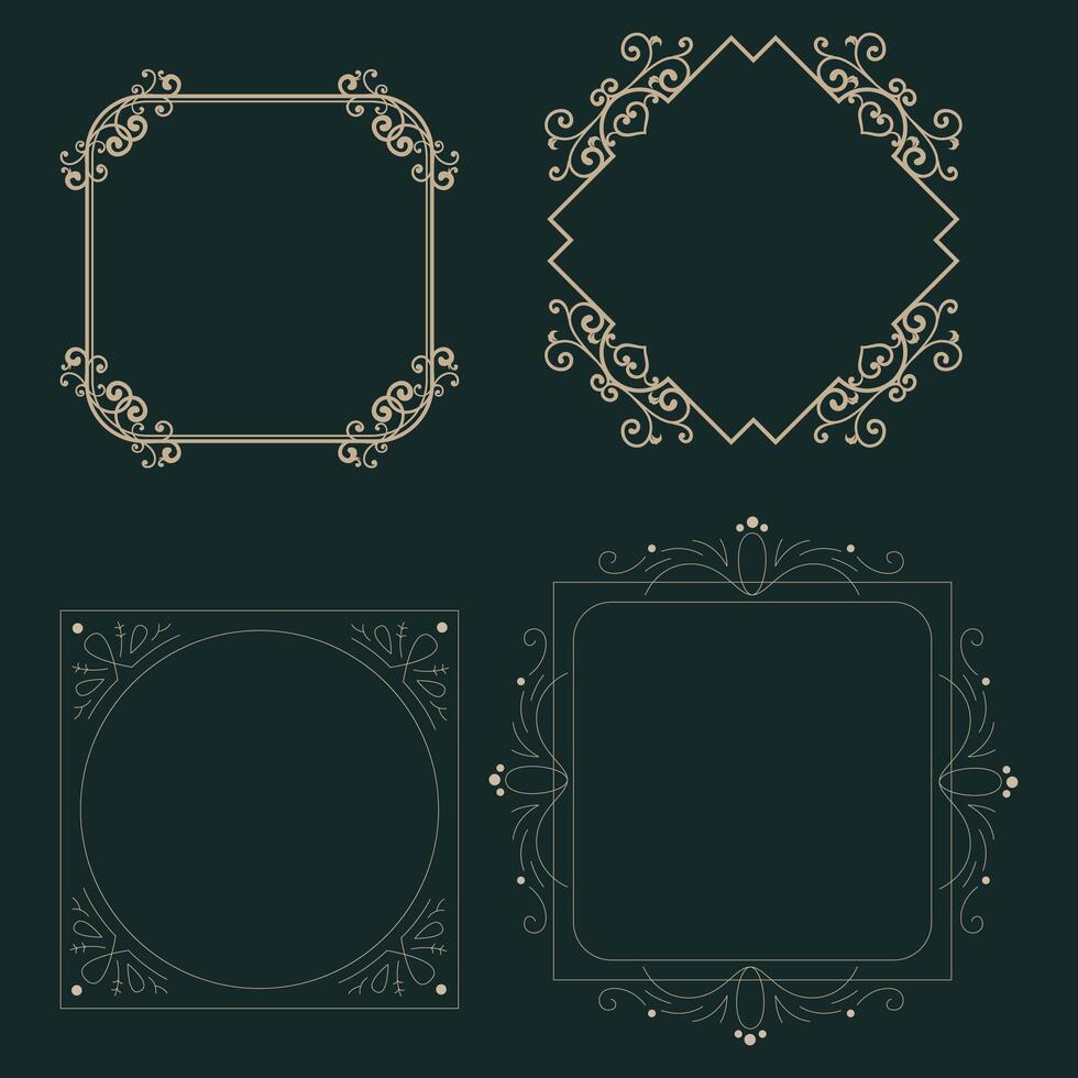 calligraphic border collection unique design vector