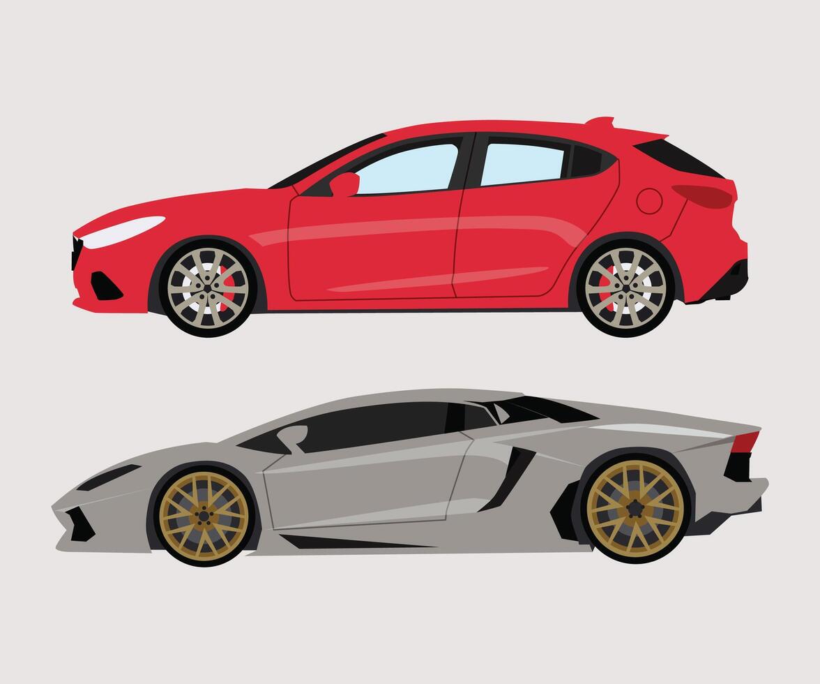 side view modern cars vector