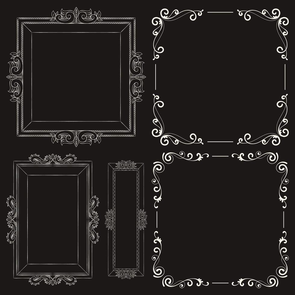 calligraphic border collection unique design vector