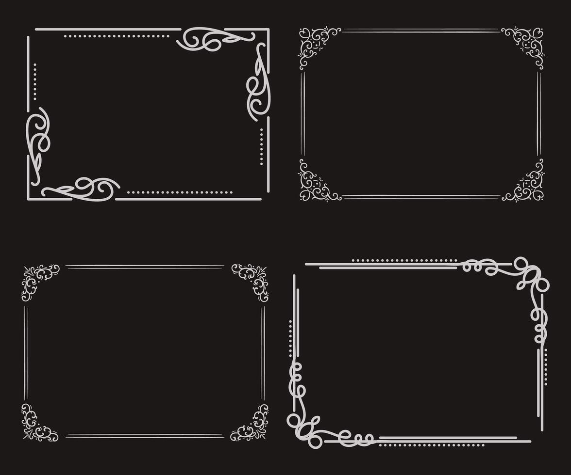 calligraphic border collection unique design vector