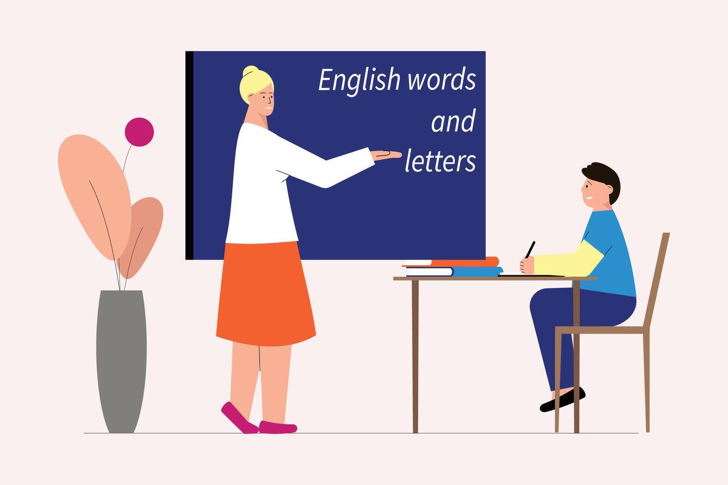 tutoring flat compositions people desks computers education process vector