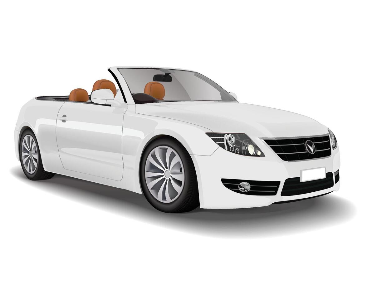 white convertible car isolated white vector