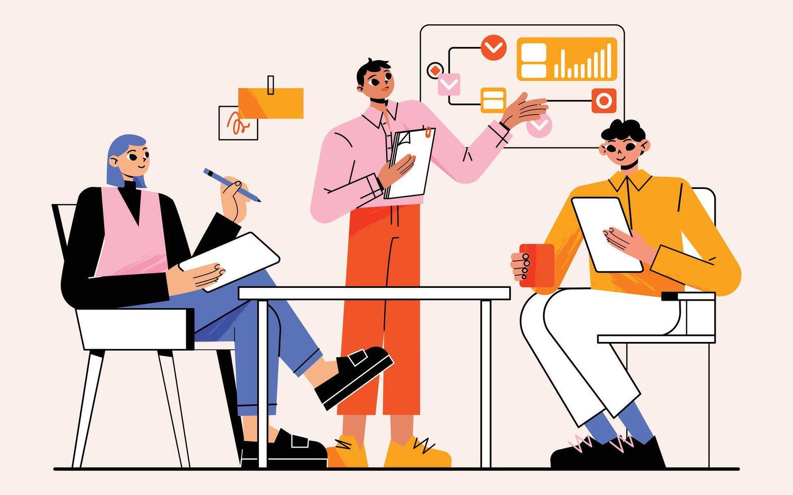 business man working in office the partner concept vector